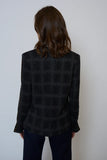 Central Park West Clothing Jay Plaid Studded Jacket Style CF25-20073W in black plaid;Plaid Blazer with stud embellishments; 
