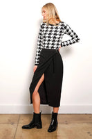 Central Park West Clothing Mason Wrap Skirt Style CF23-4017W in Black;Black Wrap Skirt; 