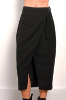 Central Park West Clothing Mason Wrap Skirt Style CF23-4017W in Black;Black Wrap Skirt; 