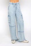 Central Park West Clothing Noa Tencel Cargo Pants Style CU23-4005W in Blue;Tencel Cargo Pant; 