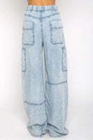 Central Park West Clothing Noa Tencel Cargo Pants Style CU23-4005W in Blue;Tencel Cargo Pant; 