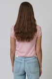 Central Park West Clothing  Serena Sheer Cardi with Cami Style CS26-10543S in Baby Pink. semi-sheer knit top, button-front with a cami underlayer top