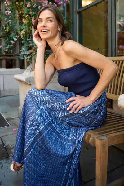 Tube Dress With Woven Skirt Blue / L Tube Dress With Woven Skirt Blue / L