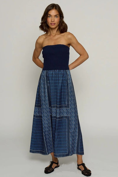 Tube Dress With Woven Skirt Blue / L Tube Dress With Woven Skirt Blue / L