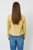 Central Park West NY Clothing Ophelia Suede Lady Jacket Style CS26-20203W in Butter; Real Suede Lady Jacket; Collarless Real Suede Spring Lady Jacket