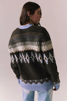 Chaser Brand Clothing Autumn Fairisle Cardigan Style CWA297-CHA8092-Esprso;Fall Cardigan; 