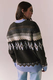 Chaser Brand Clothing Autumn Fairisle Cardigan Style CWA297-CHA8092-Esprso;Fall Cardigan; 