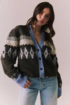 Chaser Brand Clothing Autumn Fairisle Cardigan Style CWA297-CHA8092-Esprso;Fall Cardigan; 