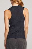 Chaser Brand Clothing Cody Licorice Tank Style CW9805-LICRCE in Licorice;Black Knit High Neck Tank Top;Black Knit Tank Top; 