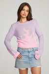 Chaser Brand Clothing Flame Sweater Style CWA039-CHA7518-DGLVDR in Digital Lavender;Purple Flame Sweater;Chaser Purple Flame Sweater; 