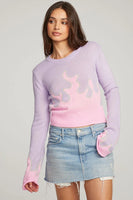 Chaser Brand Clothing Flame Sweater Style CWA039-CHA7518-DGLVDR in Digital Lavender;Purple Flame Sweater;Chaser Purple Flame Sweater; 