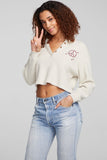 Chaser Brand Clothing Lady Bug Peace Thermal Long Sleeve Style CW9871-CHA7424-OTML in Oatmeal; 
