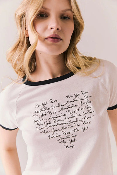 Chaser Brand Clothing NY Paris Amsterdam London Graphic Tee Style CWA417-CHA8091-WHT; 