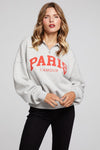 Chaser Brand Clothing Paris L' Amour Pullover Style CW9986-CHA7438-HGRY in Heather Grey;PAris half Zip Sweatshirt; 