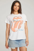 Chaser Brand Clothing Rolling Stones Classic Logo Tee Style CW9442-RST005-Wht in White;Rolling Stones Graphic Tee;Chaser Rolling Stones Tee; 