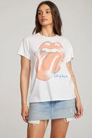 Chaser Brand Clothing Rolling Stones Classic Logo Tee Style CW9442-RST005-Wht in White;Rolling Stones Graphic Tee;Chaser Rolling Stones Tee; 