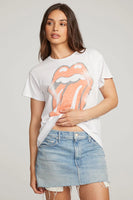 Chaser Brand Clothing Rolling Stones Classic Logo Tee Style CW9442-RST005-Wht in White;Rolling Stones Graphic Tee;Chaser Rolling Stones Tee; 