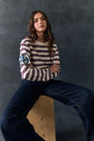 Chaser Brand Clothing The Rolling Stones Rugby Stones Logo Long Sleeve – Striped Crop Pullover Style CW9260-RST089-RugbyStp;Rugby Rolling Stones Top; 