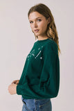 Chaser Clothing Cin Cin Long Sleeve Pullover Top Style CW9388-CHA8144 in Pine Green; Green Holiday Fleece Pull-over