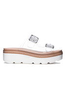 Chinese Laundry Surfs Up Sandal Style in both Black Croc and Clear; Platform Sandal birkenstock Dupe