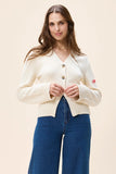 Cleobella Clothing Tamsin Sweater Cardigan Style CM26SP10683 in Ivory. 100% organic cotton yarn Button front, timeless spring cardigan love, sweetly embroidered along the sleeve.