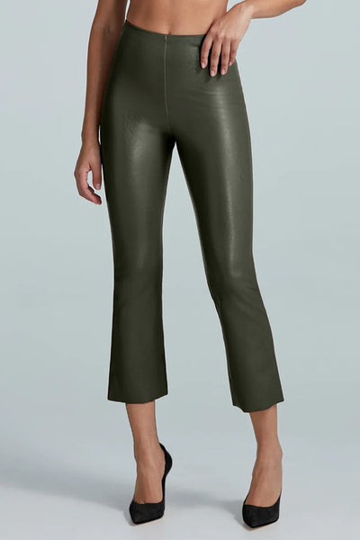 Faux Leather Cropped Flare Leggings