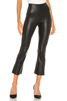 Commando Faux Leather Crop Flare Legging Style SLG33 in Black;Cropped Flare Faux Leather Pant; 