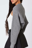 Cotton Candy LA Batwing Knit Shrug Style CS-12757 in Heather Grey; 