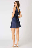 Cotton Candy LA Clothing Satin Bias Polka Dot Mini Dress Style CD-12987-1 in Navy White; 
