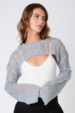 Cotton Candy LA Crochet Flare Sleeve Bolero Sweater Style CS-12673 in Slate Blue;Cotton Candy LA Bolero; 