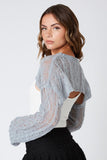 Cotton Candy LA Crochet Flare Sleeve Bolero Sweater Style CS-12673 in Slate Blue;Cotton Candy LA Bolero; 