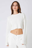 Cotton Candy LA Cropped Flare Sleeve Sweater Style CS-12546 in both white and Natural;Long Flare Sleeve Sweater;Crpped Flare Sleeve Sweater