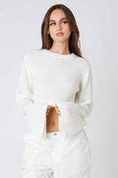 Cotton Candy LA Cropped Flare Sleeve Sweater Style CS-12546 in both white and Natural;Long Flare Sleeve Sweater;Crpped Flare Sleeve Sweater