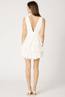 Cotton Candy LA Double V-Neck Tiered Mini Dress Style CD13546 in White; Flirty Mini Dress; Graduation Dress