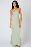 Cotton Candy LA Tie Back Strapless Bias Maxi Dress Style CD-12504 in Sage Green;Tie Back Dress;Fall Event Dress;Sexy Strapless Dress