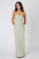 Cotton Candy LA Tie Back Strapless Bias Maxi Dress Style CD-12504 in Sage Green;Tie Back Dress;Fall Event Dress;Sexy Strapless Dress