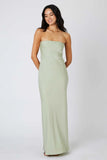 Cotton Candy LA Tie Back Strapless Bias Maxi Dress Style CD-12504 in Sage Green;Tie Back Dress;Fall Event Dress;Sexy Strapless Dress