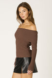 Folded Muse sweater, ribbed knit sweater, off-the-shoulder sweater, fold-over neckline, cozy fall sweater, boutique chic sweater, women’s contemporary fashion, layering sweater, stylish knitwear, relaxed fit sweater.