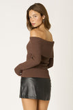 Folded Muse sweater, ribbed knit sweater, off-the-shoulder sweater, fold-over neckline, cozy fall sweater, boutique chic sweater, women’s contemporary fashion, layering sweater, stylish knitwear, relaxed fit sweater.