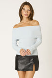 Folded Muse sweater, ribbed knit sweater, off-the-shoulder sweater, fold-over neckline, cozy fall sweater, boutique chic sweater, women’s contemporary fashion, layering sweater, stylish knitwear, relaxed fit sweater.