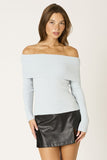 Folded Muse sweater, ribbed knit sweater, off-the-shoulder sweater, fold-over neckline, cozy fall sweater, boutique chic sweater, women’s contemporary fashion, layering sweater, stylish knitwear, relaxed fit sweater.