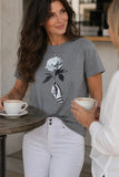 Cpress Studio Gesture Mushie Tee in Heather Grey. Women's all Cotton Flower Gesture Summer Graphic Tee. CPRESS Studio Heather Grey Graphic Mushie Tee