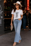 Cpress Studios SHADE MUSHIE TEE in worn white; Women's 100% Cotton Shade Umbrella edgy summer Graphic Tee. CPRESS Studios Original Art Graphic Tee