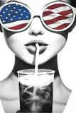 Cpress Studio Miss America Mushie Tee Style 2WTMISSA-WW  in Worn White.  Women's 100% Cotton USA Flag Reflection Sunglasses Graphic Tee