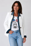 Cpress Studio Miss America Mushie Tee Style 2WTMISSA-WW  in Worn White.  Women's 100% Cotton USA Flag Reflection Sunglasses Graphic Tee