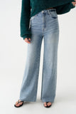 Daze Denim Far Out High Rise Wide Leg in Stardust Style D00017191DC STRDT in Stardust; Crystal Embellished, Medium Wash, High Rise, Wide Leg Jeans.