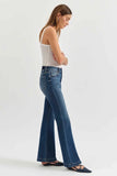 Daze Denim Heartbrteaker Style D00016232SO INFLU in Influencer; Medium Wash Mid Rise Flare Jeans