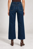 Daze Denim Pleaser High Rise Wide Ankle in Magic Hour Style D00017181ZZ MGCHR in Magic Hour; Dark Indigo Wash, Wide Leg, High Rise, Cropped Jeans.