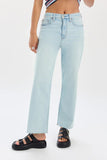 Daze Denim Pleaser High Rise Wide Ankle style D00017181ZZ in Detour. Light wash, stretch denim, relaxed fit, cropped raw hem, spring summer denim jeans