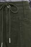 Daze Denim Villa Drawstring Barrel Pant Style D00116042B3 in Fern; Green Drawstring Waist, Utility Pocket, slight barrel leg pant